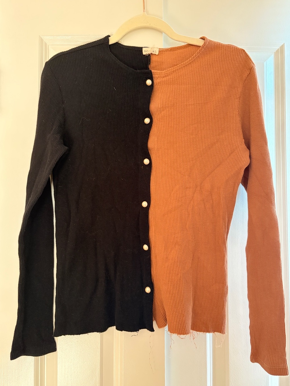 Donni 100% cotton colorblock thermal duo cardigan shirt small